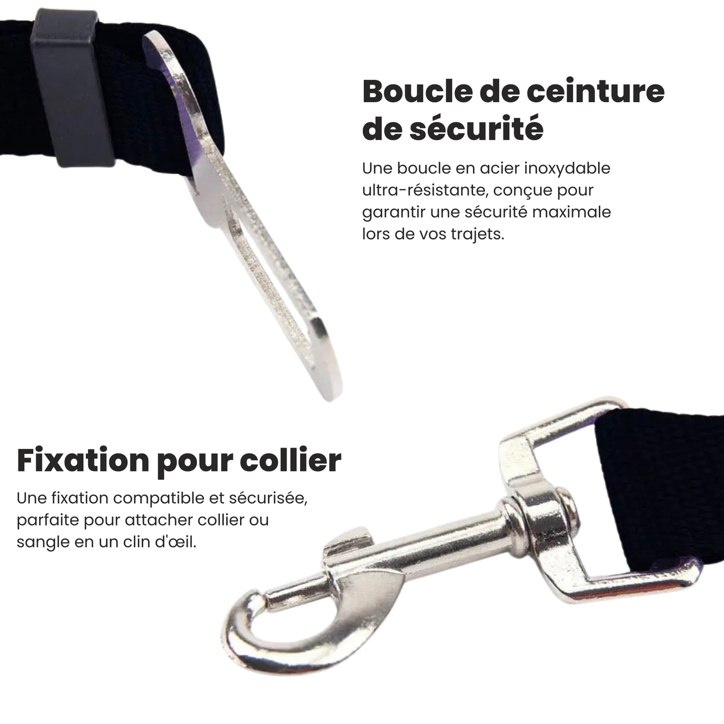 Ceinture de sécurité pour chien Vert Kaki (élastique)